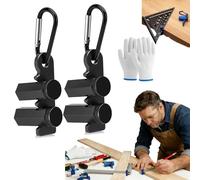 Right-Angle Ruler Clamp, Tall Stair Gauges for Framing Square, Aluminum Alloy 90 Degree Corner Anti-Slip Attachment Jigs for Carpentry,Stair and Rafter Layout (2Pcs* Black)