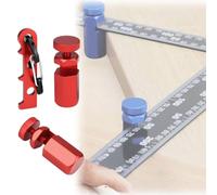 Right-Angle Ruler Clamp,Tall Stair Gauges with Carabiner and Holder,Framing Square Hexagonal Stable Lock for Carpentry,Circular Saw,Anti-Slip,Secure (Red)