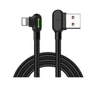 Right Angle USB Cable with LED Light, 90 Degree Nylon Charging Cable, Reversible USB Fast Charger, Data Sync Charging Adapter, Works with iPhone
