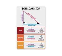 Right Triangle Trigonometry Ratios Reference Tin Sign 8x12 Inch | Displays sine cosine tangent formulas with angle labels and side relationships