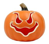 Right Up Pumpkins da 9 pollici di plastica di Halloween Pumpkins con batteria a faccia spettrale operata per il favore della festa della casa di Home Office, Halloween