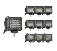 RIGIDON 10 Pcs Faro da Lavoro Led, 9D 4 Pollici 60W Spot Luci di Lavoro, Fari di Profondità, Quad Row Barra Fuoristrada Per Auto Trattore Escavatore Camion SUV ATV 4x4, 12V 24V 6000K