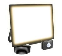 RIGIDON 100W Faretto LED con Sensore di Movimento, 10000 LM Proiettore Faro Led Esterno 3000K Bianco Caldo Luci di Sicurezza, IP66 Impermeabile Faretti LED per Giardino Garage Patio Terrazza Cortile