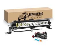 RIGIDON 11 Pollici 27 cm 30W Barra LED Fuoristrada con 12V Cablaggio Kit, Singola Fila Sottile Barra Luce Led Faretti Fendinebbia per Offroad Auto Camion Trattore Veicoli 4x4 ATV UTV Barca
