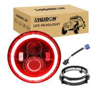 RIGIDON 1x 7 Pollici 50W Fari Led Con Anello Di Montaggio, 5000 LM Faro a Led Bianco + Rosso, Rotonde Luci Fuoristrada Hi/Lo Fascio DRL Anteriore Faro Lampada per Wrangler JK TJ LJ CJ Hummer