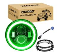 RIGIDON 1x 7 Pollici 50W Fari Led Con Anello Di Montaggio, 5000 LM Faro a Led Bianco + Verde, Rotonde Luci Fuoristrada Hi/Lo Fascio DRL Anteriore Faro Lampada per Wrangler JK TJ LJ CJ Hummer