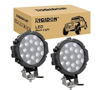 RIGIDON 2 Pcs Faro da Lavoro Led, Nero Rotondo 7 Pollici 18 cm 51W Flood Luci di Lavoro a Led, Per Fuoristrada Auto Trattore Escavatore Camion SUV ATV 4x4, Faretti Fendinebbia 12V 24V 6000K Bianca