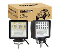 RIGIDON 2 Pcs Faro da Lavoro Led, Piazza 4 Pollici 10 cm 126W Flood Luci di Lavoro a Led, Per Fuoristrada Auto Trattore Escavatore Camion SUV ATV 4x4, Faretti Fendinebbia 12V 24V 6000K Bianca
