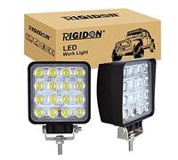 RIGIDON 2 Pcs Faro da Lavoro Led, Piazza 4 Pollici 10 cm 48W Flood Luci di Lavoro a Led, Per Fuoristrada Auto Trattore Escavatore Camion SUV ATV 4x4, Faretti Fendinebbia 12V 24V 6000K Bianca