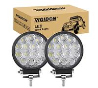 RIGIDON 2 Pcs Faro da Lavoro Led, Rotondo 4 Pollici 10 cm 42W Flood Luci di Lavoro a Led, Per Fuoristrada Auto Trattore Escavatore Camion SUV ATV 4x4, Faretti Fendinebbia 12V 24V 6000K Bianca
