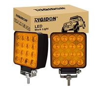 RIGIDON 2 Pezzis Luci da lavoro a Led, 12V 24V 4 Pollice 48W Giallo Ambrato Fari Luci Led, Esterno Led Spotlight Per Off road Auto Trattore Camion SUV UTE ATV 4x4 Veicoli, 3000K Faretti Fendinebbia