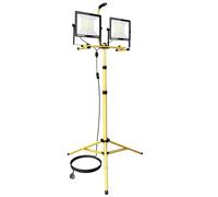 RIGIDON 200W Doppio Proiettore LED da Lavoro, altezza regolabile treppiede faretto led, Faretti con Interruttore IP65 per uso Interno ed esterno - campo sportivo, cantiere, garage, luci da officina