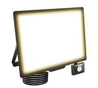 RIGIDON 200W Faretto LED con Sensore di Movimento, 20000 LM Proiettore Faro Led Esterno 3000K Bianco Caldo Luci di Sicurezza, IP66 Impermeabile Faretti LED per Giardino Garage Patio Terrazza Cortile