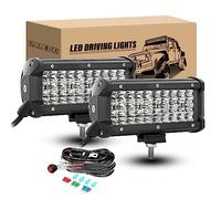 RIGIDON 2PCS 18cm 120W Faro da lavoro Led con 12v Cablaggio, Spot faretti fendinebbia fari di profondità, Barra Led per Offroad fuoristrada auto trattore camion 4x4 suv atv veicoli, 6000K Bianca