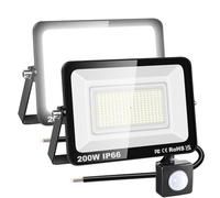 RIGIDON 2x 200W 20000 LM Faretto con Sensore di Movimento, 6000K Bianco Freddo Proiettori Faretto LED da Esterno, Led Floodlight, Luci Esterno Per Giardino, Garage, Strada, Patio, Terrazza, Cortile