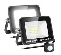 RIGIDON 2x 20W 2000 LM Faretto con Sensore di Movimento, 6000K Bianco Freddo Proiettori Faretto LED da Esterno, Led Floodlight, Luci Esterno Per Giardino, Garage, Strada, Patio, Terrazza, Cortile