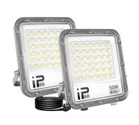 RIGIDON 2x 50W faretto led da esterno con spina, 5000lm fari di sicurezza