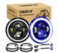 RIGIDON 2x 7 Pollici 50W Fari Led Con Anello Di Montaggio, 5000 LM Faro a Led Bianco + Blu, Rotonde Luci Fuoristrada Hi/Lo Fascio DRL Anteriore Faro Lampada per Wrangler JK TJ LJ CJ Hummer