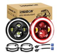 RIGIDON 2x 7 Pollici 50W Fari Led Con Anello Di Montaggio, 5000 LM Faro a Led Bianco + Rosso, Rotonde Luci Fuoristrada Hi/Lo Fascio DRL Anteriore Faro Lampada per Wrangler JK TJ LJ CJ Hummer