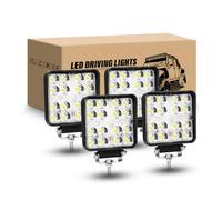 RIGIDON 4 Pcs Faro da lavoro led, 4 Pollici 48W Quadrato Fari Led 12V 24V, Bianco Ambra Spot Luci di Lavoro a Led per Auto Fuoristrada Trattore Moto Camion SUV ATV 4x4 lampada, Faretti Fendinebbia