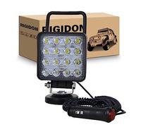 RIGIDON 4 Pollice 48W LED Luce di Lavoro con Base Magnetica Piazza Impermeabile Flood Light 12V 24V Offroad Illuminazione LED Fendinebbia per Auto SUV ATV Trattore Barca Camion 4x4 Campeggio, bianco
