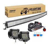 RIGIDON 50 Pollici 127cm 648W Curva Barra Led Fuoristrada Con 12V Cablaggio Kit, 2x 4 Pollici 60W Luci di Lavoro Per Auto Camion SUV ATV 4x4 Veicoli, Impermeabile 6000K Alluminio Barra Luce Led