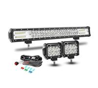 RIGIDON 59cm 23" 324W Barra led luminosa con 12V Cablaggio, 2pcs 4" 36W Spot Faretti Fendinebbia, tripla riga luci di lavoro esterno per 4x4 fuoristrada Auto Offroad Trattore Camion Veicoli
