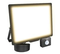 RIGIDON 75W Faretto LED con Sensore di Movimento, 7500 LM Proiettore Faro Led Esterno 3000K Bianco Caldo Luci di Sicurezza, IP66 Impermeabile Faretti LED per Giardino Garage Patio Terrazza Cortile