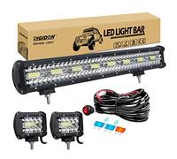 RIGIDON 8D 23 Pollici 58cm 480W Barra Led Fuoristrada, 2 Pcs 4 Pollici 60W Luci di Lavoro a Led, Con 12V Cablaggio, Barra Luce Led Per Auto Trattore Camion SUV ATV Barca 4x4 Veicoli Offroad, 6000K
