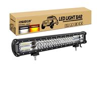 RIGIDON Barra Led Fuoristrada, 12V 24V 20" 50cm 288W Tripla Fila Barra Luce Led, Bianca Ambra Avvertenza Pericolo Luce Stroboscopica Lampeggiante Barra Luminosa di Lavoro per Auto Camion SUV 4x4