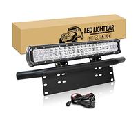 RIGIDON Barra LED Fuoristrada 50cm 126W con Piastra di Supporto y Cablaggio | 23 Pollici Staffa Targa Bull Bar Paraurti Anteriore per Auto Offroad Camion SUV UTE 4x4 Veicoli, 6000K Faretti Fendinebbia