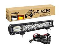 RIGIDON Barra Led Fuoristrada con Cablaggio 20" 50cm 288W Tripla Fila Barra Luce Led, Bianca Ambra Avvertenza Pericolo Luce Stroboscopica Lampeggiante Barra Luminosa di Lavoro per Auto Camion SUV 4x4