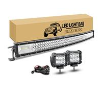 RIGIDON Curva Barra Led Fuoristrada 107cm 540W Barra Luce Led con 12V Cablaggio Kit, 2 Pcs 10cm 18W Spot Luci di Lavoro per Auto Camion SUV ATV 4x4 Veicoli, 6000K luminosa lampada