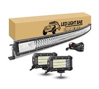 RIGIDON Curva Barra Led Fuoristrada 132cm 675W Barra Luce Led con 12V Cablaggio Kit, 2 x 13cm 135W fari da lavoro a led Impermeabile per Auto Camion Trattore SUV ATV 4x4 Veicoli, 6000K bianca