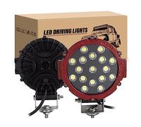 RIGIDON Faro da Lavoro Led, 2Pcs 18 cm 7 Pollici 51W Flood Luci di Lavoro a Led, Faretti Fendinebbia 12V 24V 6000K per Fuoristrada Offroad Auto Trattore Escavatore Camion SUV ATV 4x4, Rosso Rotondo