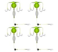 Rigs per la alla - Gabbia per esche a molla, 4 pezzi, 4 ganci, anti-botom, palla di galleggiamento, argentata, set di ganci per grossa, porta esche per animali selvatici