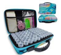 Rigute 60 Slots Diamond Painting Kit, Organizer Accessori, Vasetti Rotondi Contenitore Trasparente per immagazzinare Pietre, Perline e Kit di Strumenti per Il Fai-da-Te