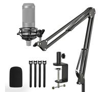 Rigych AT2020 - Braccio microfono regolabile con supporto shock mount, protezione antivento in schiuma e fascetta, per AT2020 AT2020USB AT2020USB+ AT2035 Mic