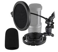 Rigych AT2020 - Supporto antiurto con filtro antipop e parabrezza in schiuma, riduzione del rumore, supporto per microfono per microfono Audio Technica AT2020
