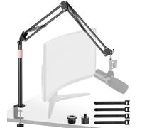 Rigych Braccio per microfono regolabile in altezza con asta estensibile, braccio per microfono di alta qualità per HyperX QuadCast, Shure SM7B, Blue Yeti, ideale per podcast, streaming, gaming e