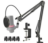 Rigych Duocast - Supporto per microfono con filtro antipop, supporto regolabile per microfono a condensatore HyperX Duocast