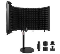 Rigych Schermo Isolante per Microfono con Supporto Microfono, Scudo di Isolamento del Microfono ad alta densità per Apparecchiature per Cabine Vocali in Studio di Registrazione (5 Pannelli)