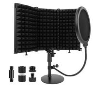 Rigych Scudo di Isolamento del Microfono con Supporto Microfono e Filtro Anti-pop, Schermo Isolante per Microfono per Apparecchiature per Cabine Vocali in Studio di Registrazione (3 Pannelli)