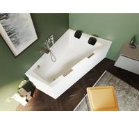 RIHO Doppio Baignoire, asymétrique, variante PlugPlay, 2 places, 180x130x62cm, 315 litres, blanc, B034009005, B034009005, Versione: Versione sinistra