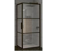 Riho Grid box doccia 100x90 cm rettangolare nero opaca/vetro con motivo G004012121