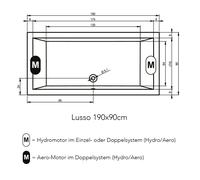 RIHO Lusso Easypool 3.1 Baignoires rectangulaires, commande tactile, à encastrer, 2 places, blanc, B037004005, B037004005, Versione: 190x90x47,5 cm, capacità utile: 290 litri