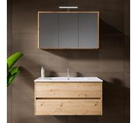 RIHO Porto mobile con lavabo integrato, con armadietto a specchio, F014009DP6+W018008005+F014029DP6+204927, Porto [Mobili da Bagno > Set Mobili da Bagno]