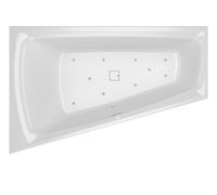 RIHO Still Smart baignoires d'angle, avec système d'air, à encastrer, 170x110x50cm, 240 litres, 2 places, blanc brillant, B101005005, B101005005, Versione: Versione destra, cuscino+luce sinistra