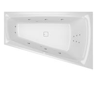 RIHO Still Smart baignoires d'angle, avec système Flow, à encastrer, 170x110x50cm, 240 litres, 2 places, blanc brillant, B102007005, B102007005, Versione: Versione sinistra, cuscino+luce destra