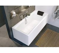 RIHO Still Square Baignoires rectangulaires, variante Plug&Play, avec garniture de vidage et de trop-plein, 2 places, blanc, B099031005, B099031005, Versione: 180x80x62cm, sinistra